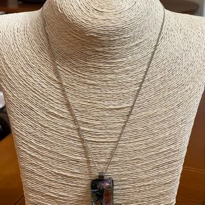 Vintage Dichroic Glass Pendant on Sterling Chain